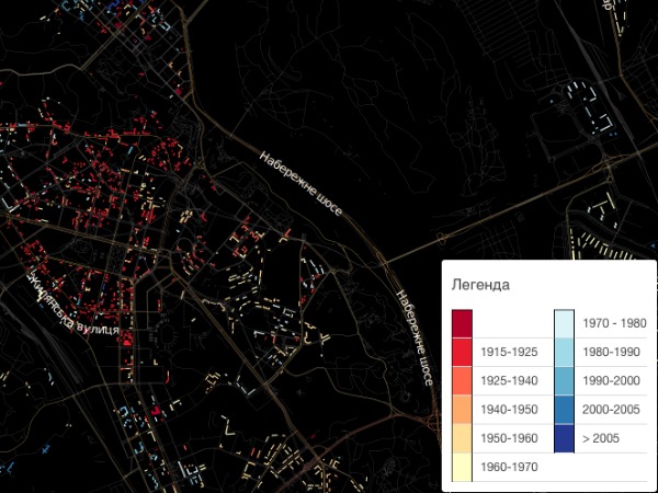 Онлайн-карта Киева отобразит давность постройки домов